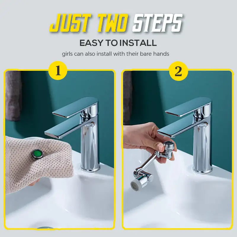 Filtre d'éclaboussure rotatif grand Angle 1080 °, robinet de salle de bains, lavabo, mousseur, adaptateur d'extension de robinet de cuisine