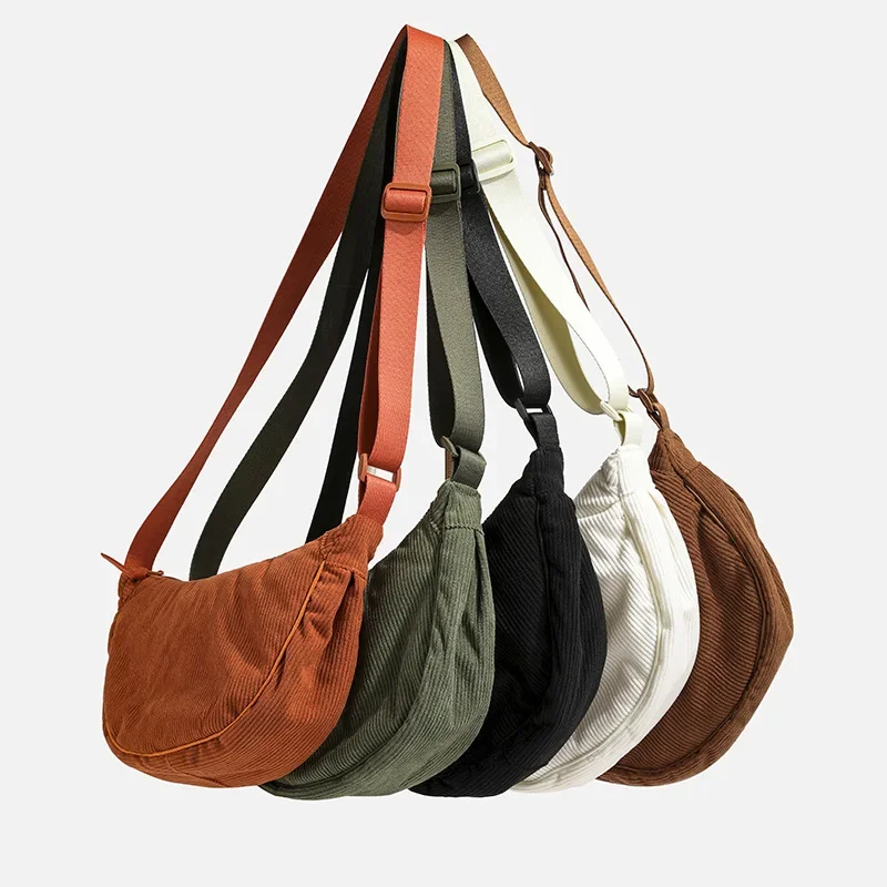

Solid Color Corduroy Women's Hobos Shoulder Bag Retro Casual Female Crossbody Bags Ladies Daily Travel Handbags Messenger Bag