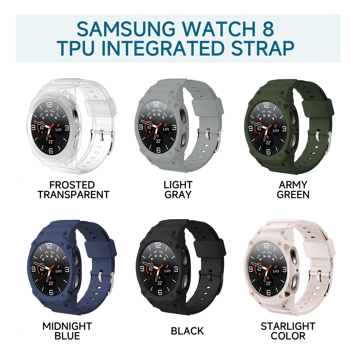 Silicone Strap TPU Case For Samsung Galaxy Watch 8 40mm 44mm Band Bracelet Wristband Galaxy Watch 8 Protect Cover Integrated