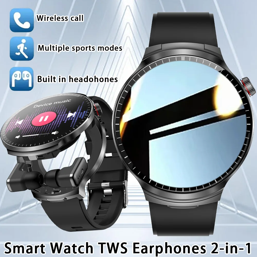 2026 New 2 in 1 Smart Watch With Earbuds Smartwatch TWS Bluetooth Earphone Heart Rate Blood Oxygen Monitor Sports Watch
