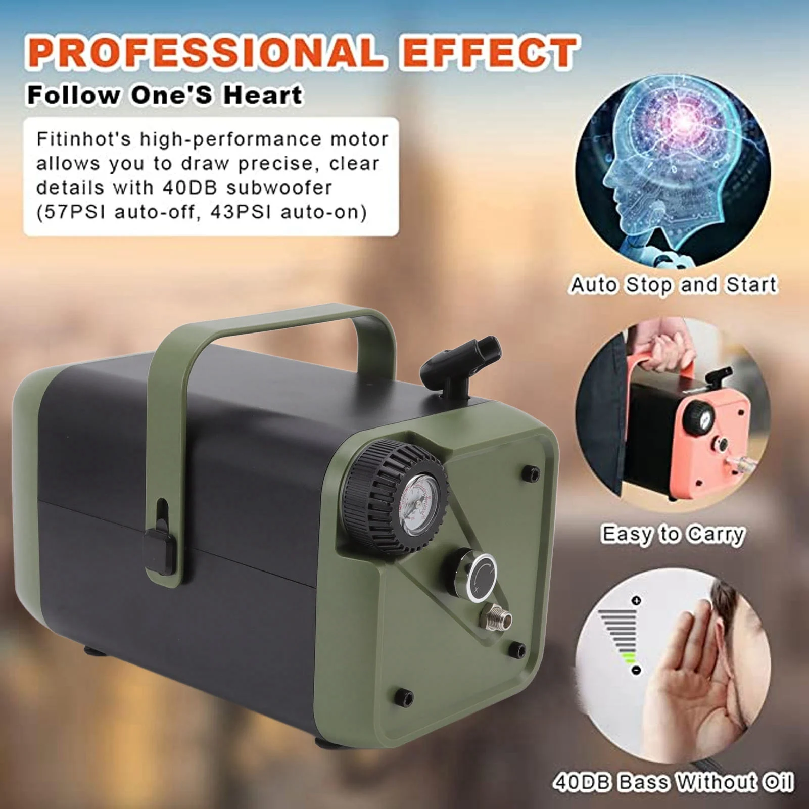 Airbrush Compressor Kit Professional Airbrushing System Kit Powerful Adjustment Oil  Air Compressor Airbrush Paint System