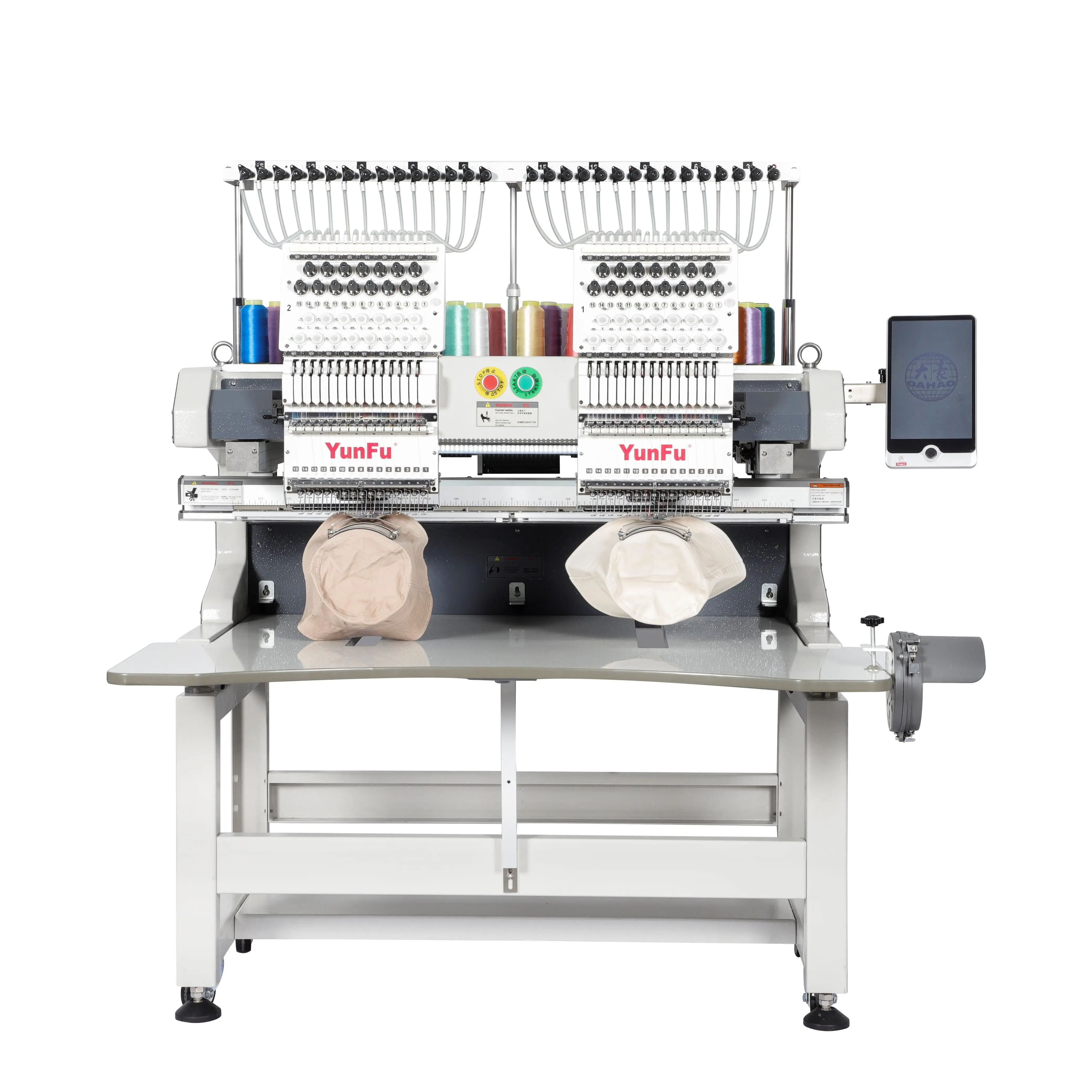 YUNFU 2-HEAD 12 Needle Embroidery Machine Computerized Sewing and Perforation with Dahao Computer for Retail Printing Shops