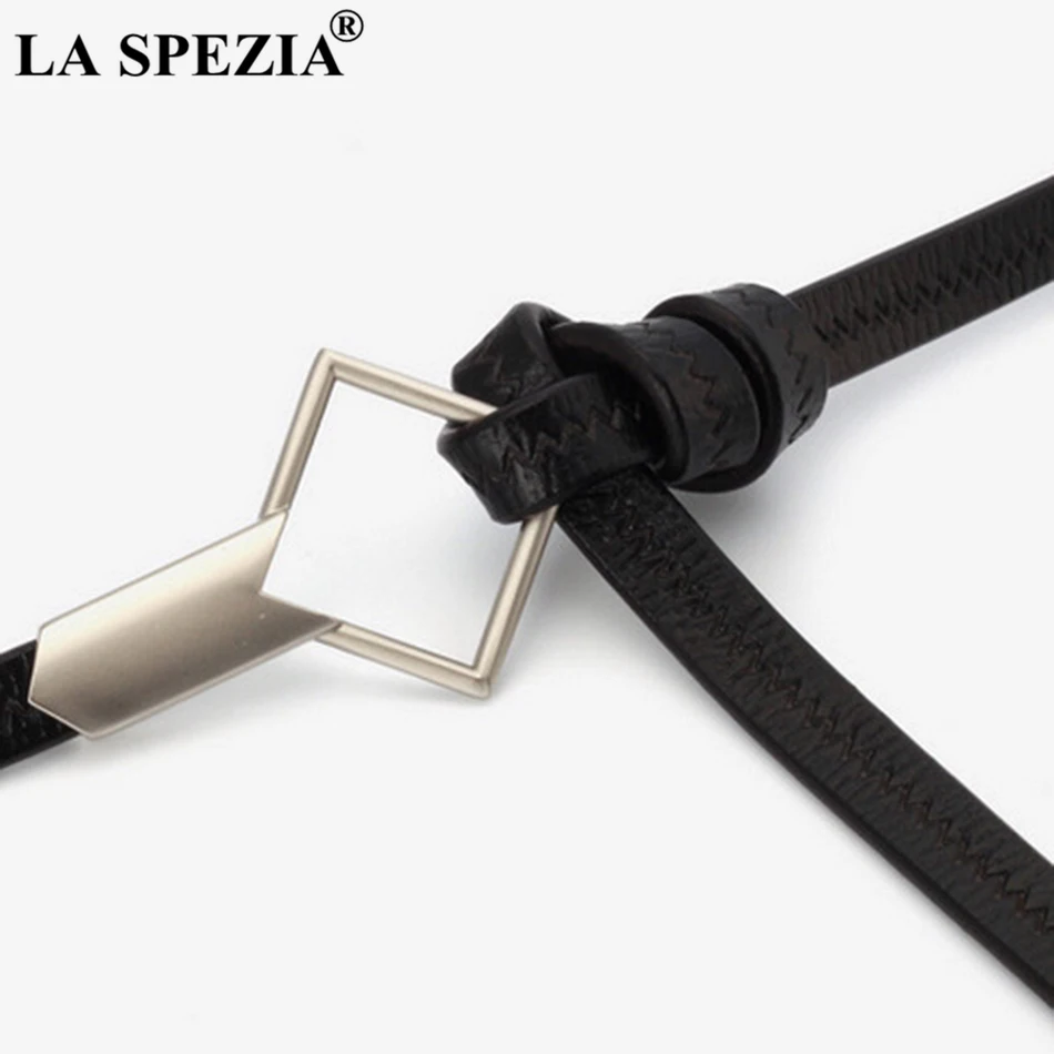 LA SPEZIA – ceinture fine en cuir de vachette véritable pour femme, avec nœud gris, à LA mode, solide, pour robe