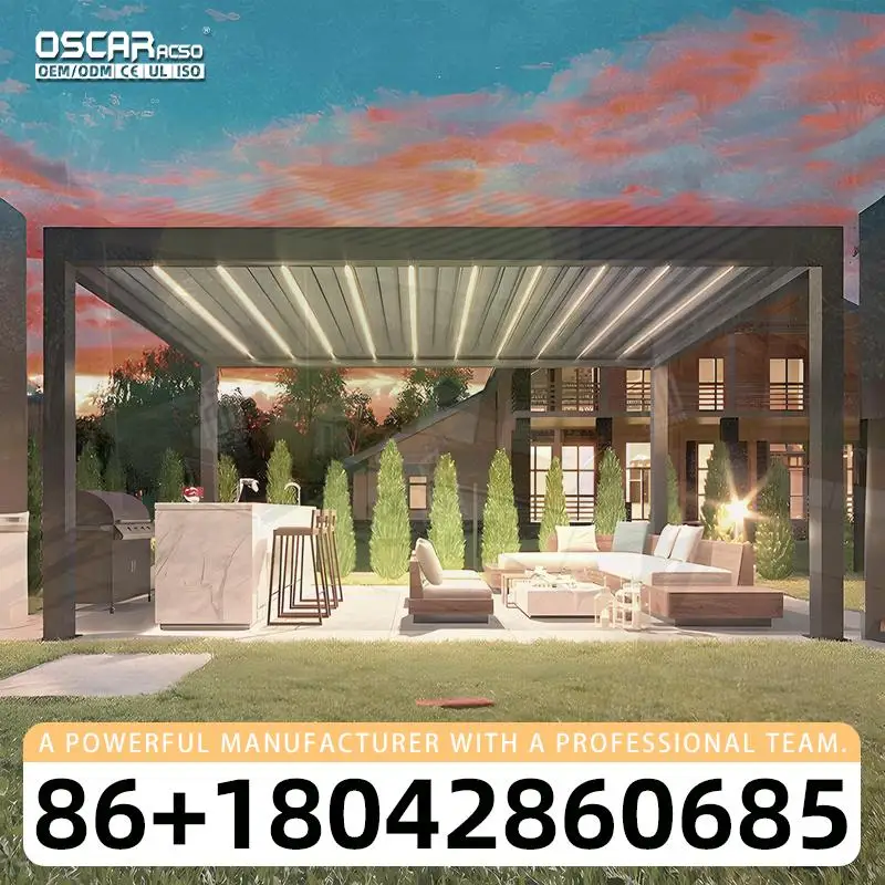 Outdoor Waterproof Aluminum Bioclimatic Pergola for Garden Patio Yard with Shelter and Ventilation Features Innovative Stylish p