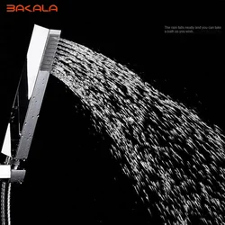 BAKALA Chromed ABS Handheld Showerheads Hand Shower Bathroom HandHeld Shower Head Square Hand Shower Chrome Finished