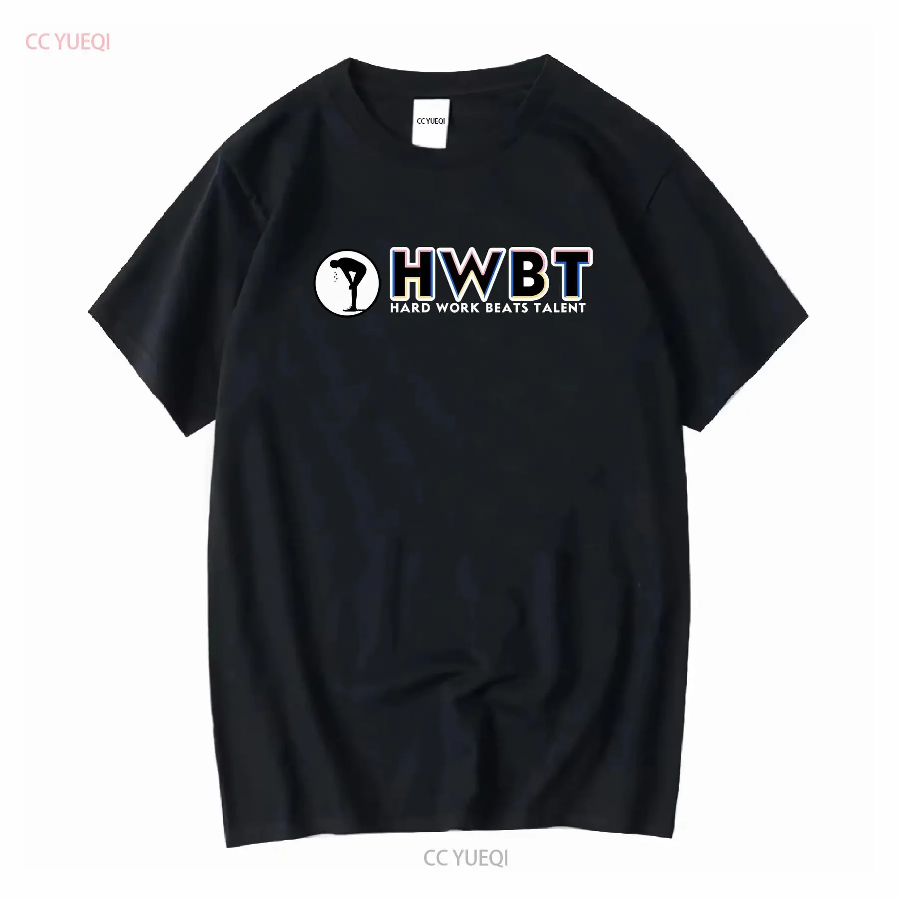 T SHIRT HWBT HARD WORK BEAT TALENT MOTIVATIONAL BLACK XL vintage Washed Casual designer clothes graphic Breathable Stylish