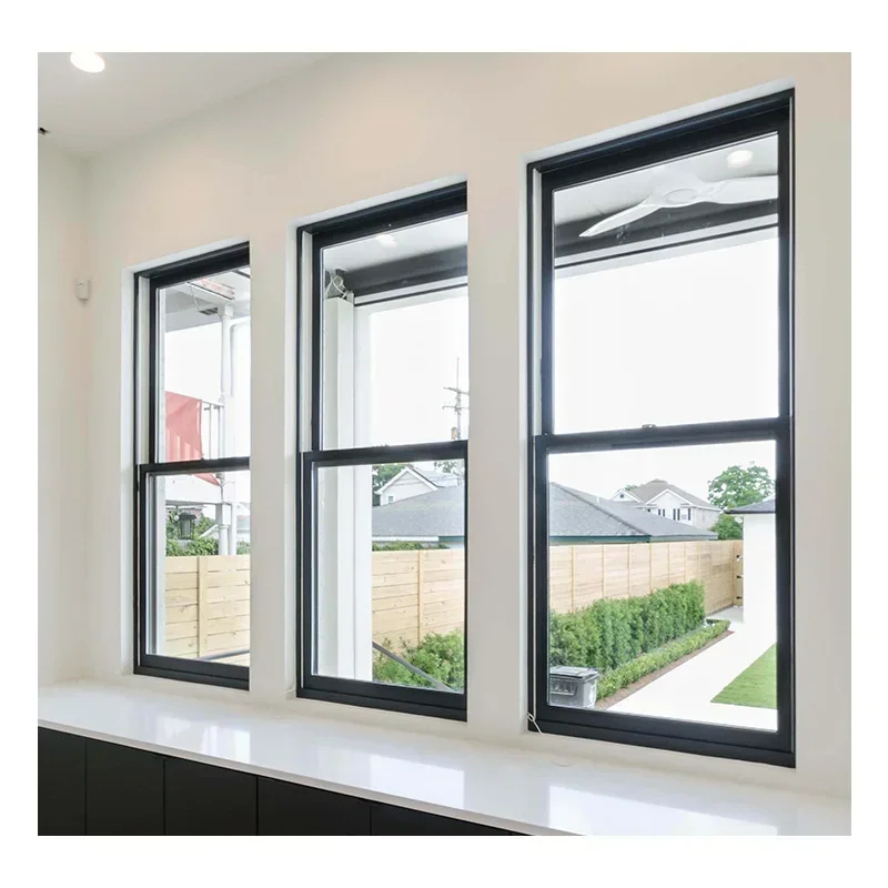 

#for Hihaus new construction black double glazed aluminium sash double-hung windows
