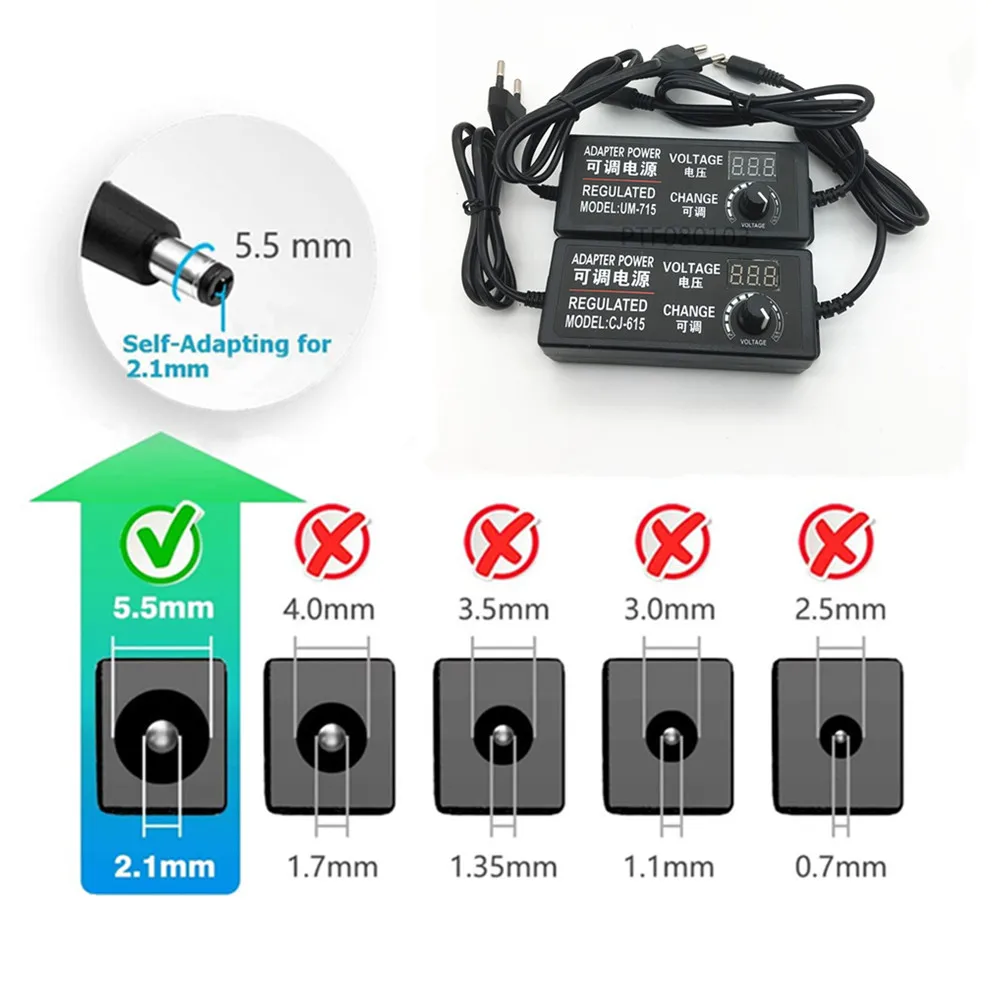 Universal power adapter Adjustable AC to DC 3V-12V 3V-24V 9V-24V display screen voltage Regulated supply adatpor 3 12 24 v