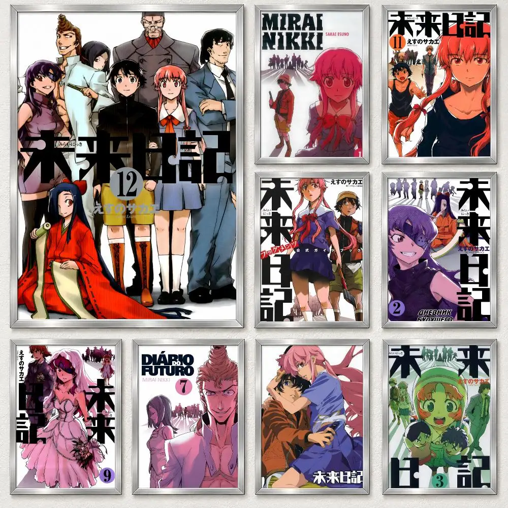 Dark Psychological Anime The Future Diary Poster Self‑Adhesive Waterproof PP Poster Coffee Bar Wall Art Home Decor