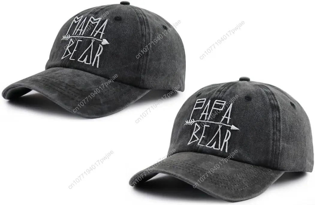 KKMKSHHG Унисекс Джинсовая шапка Mama Bear Регулируемая бейсболка из потертого хлопка для папы
