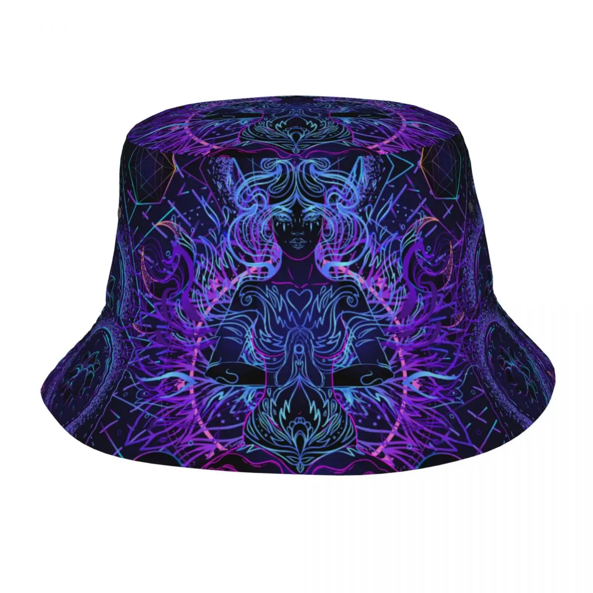 India Mandala Zen Buddha Bucket Hats Hot Summer Headwear Psychedelic Fisherman Hats for Camping Unisex Session Hat UV Protection