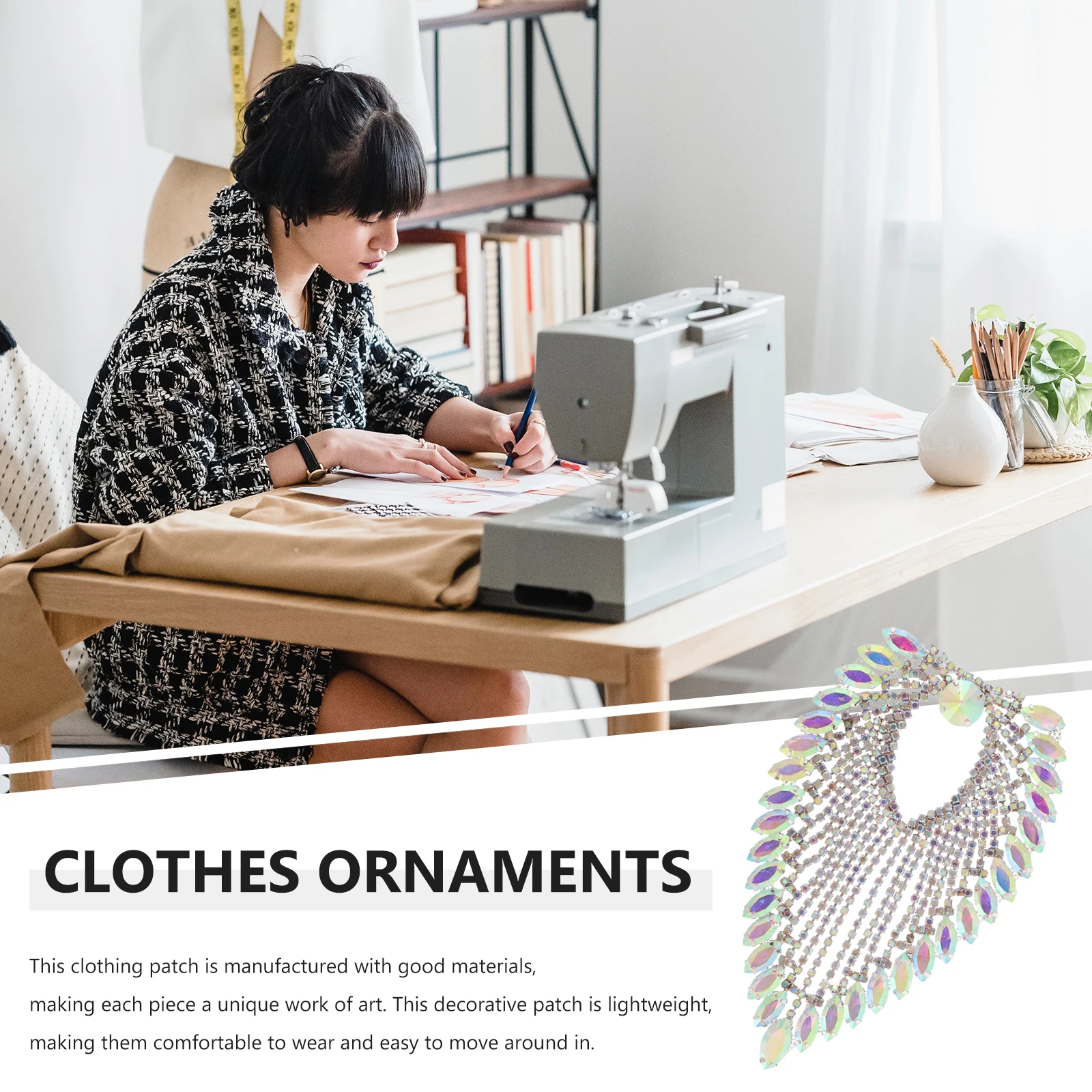 

Crystal Alloy Decorative Patches Heart Shaped Tassel Drill DIY Clothing Decoration Shoes Daily Use Accessories Lightweight Wear