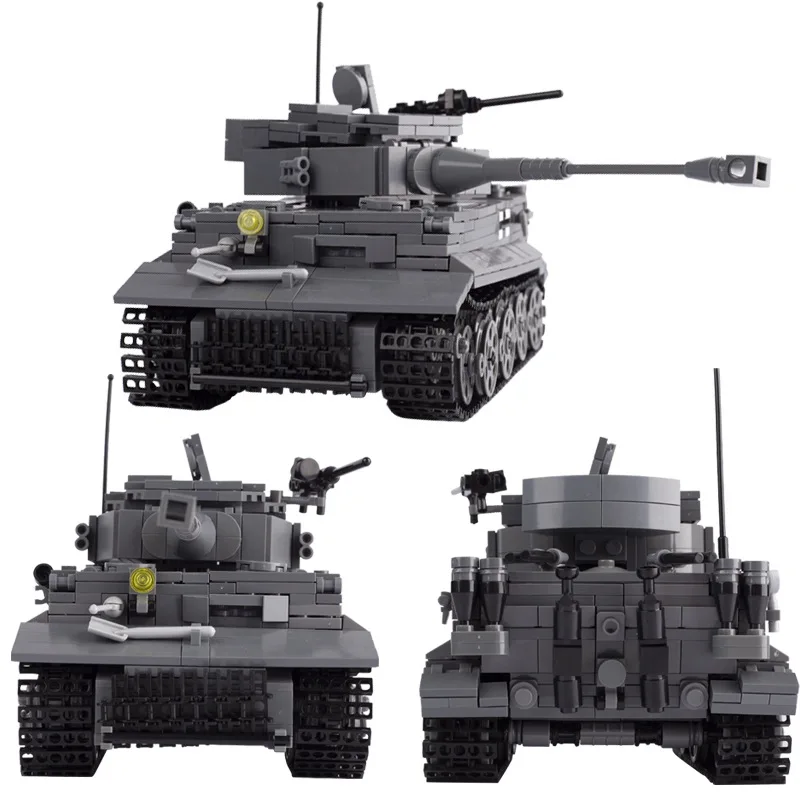 MOC Military Main Battle Tank Building Blocks WW2 Vehicle German Armored Car Army Soldiers Figures Fighter Bricks Toys Gift