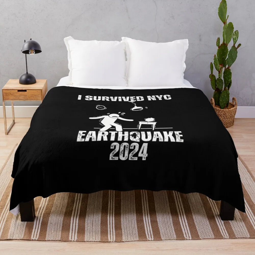 Funny I Survived The Nyc Earthquake 2024 Throw Blanket Bed Fashionable For Sofa Thin Luxury St Luxury Blankets