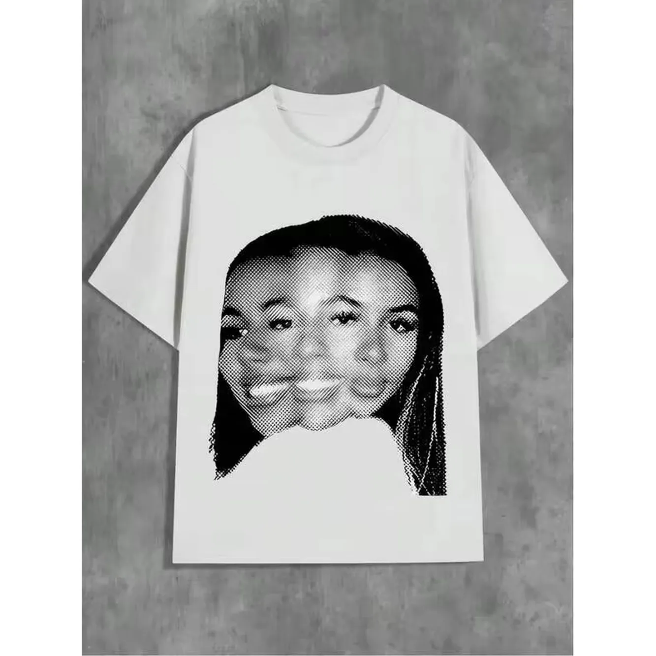 Teen Girl Clothes, With Dot Patterned Portrait, Short Sleeved T-Shirt For Teenagers, Graphic Printed T-Shirt, Breathable Fabric,Y2k Style