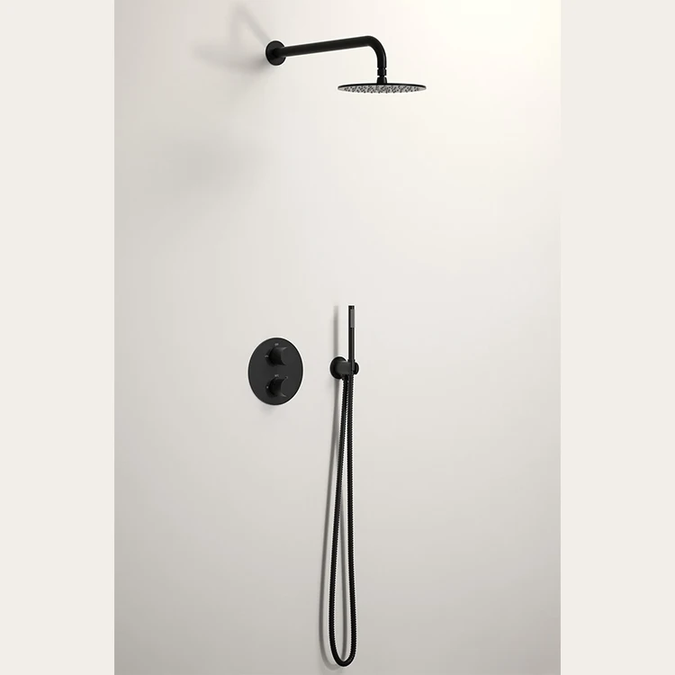 Hydrorelax Stainless Steel Bathroom Rain Shower Set with Wall Mounted Mixer Tap