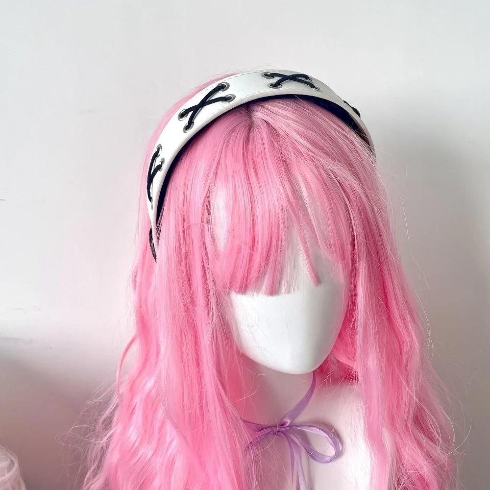 Y2k Frauen Mädchen Lolita Punk Nieten Leder Haar Reifen kc Stirnband Harajuku Gothic Damen Hip Hop Punk Haar bänder Haarschmuck