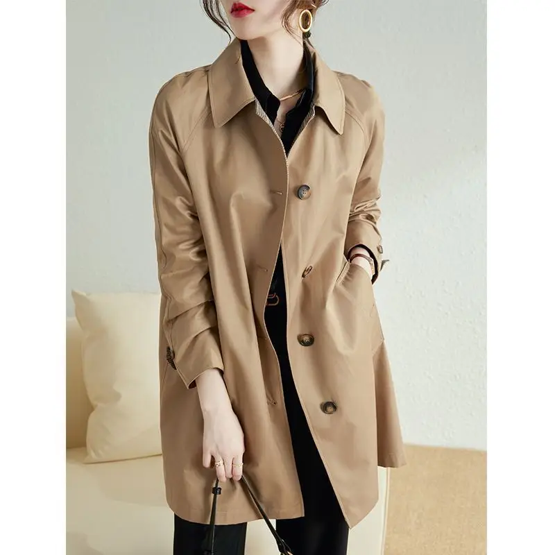 

2025 New Women's Trench Coat | Mid-Long British & Korean Style Loose Jacket | Spring Autumn Versatile Outerwear For Women