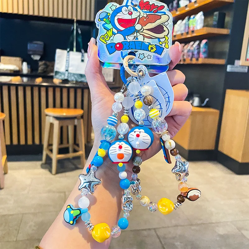 Doraemon Cartoon Mobile Phone Chain Phone Case Chain Camera Ccd Ornament Hand Drawn Bead Pendant Birthday Gifts for Boys Girls