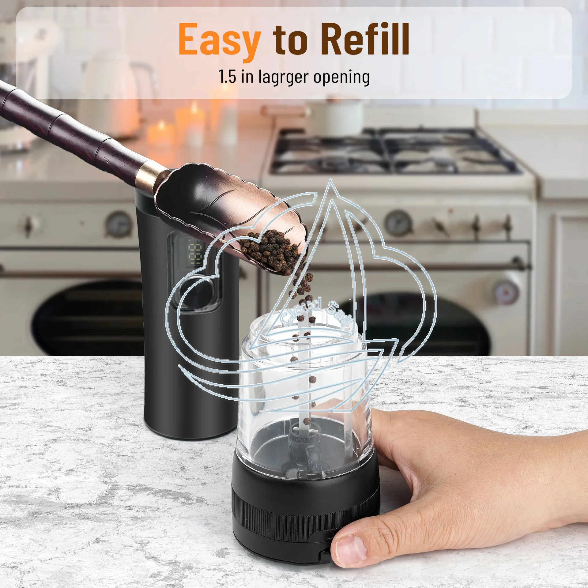 Rechargeable Electric Pepper Grinder for Kitchen - Compact Grinding Mill for Spices Oils And More