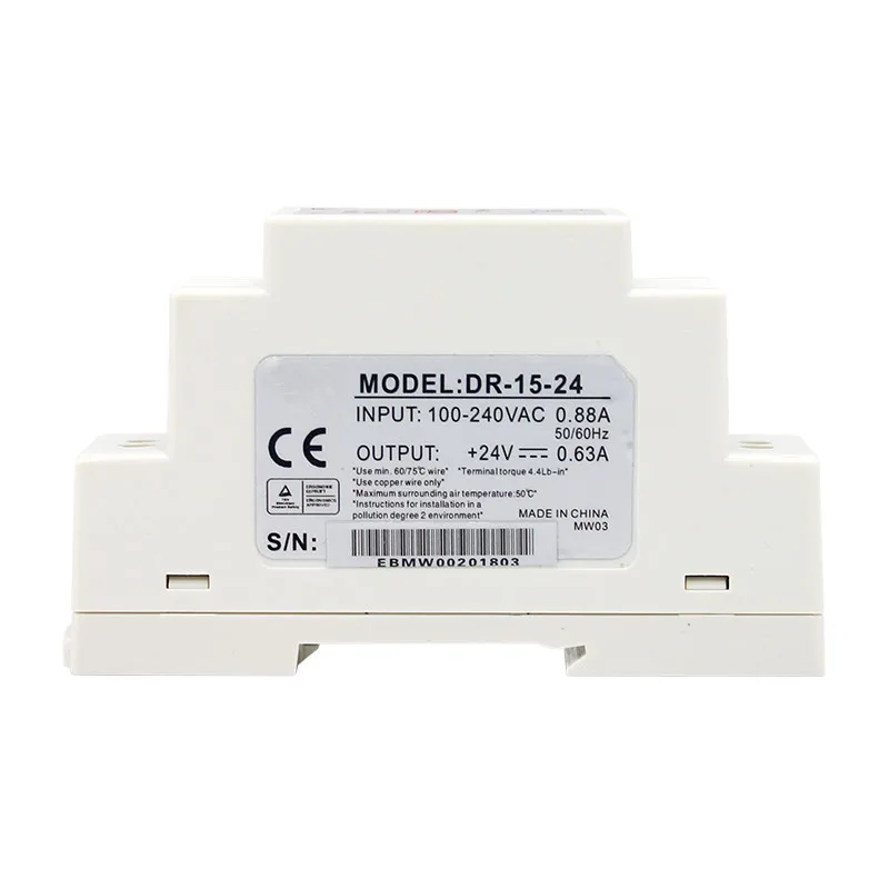 1PC 15W Single Output 5V 12V 15V 24V Input 100-240VAC 50/60Hz Din Rail Mounting Industrial Switching Industrial Power Supply