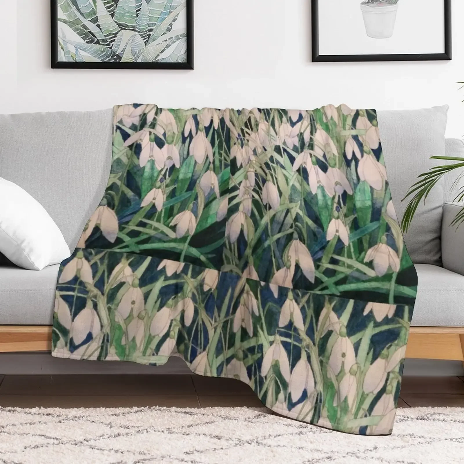 New Snowdrops watercolour painting Throw Blanket All Season Soft Lightweight Blanket for Home