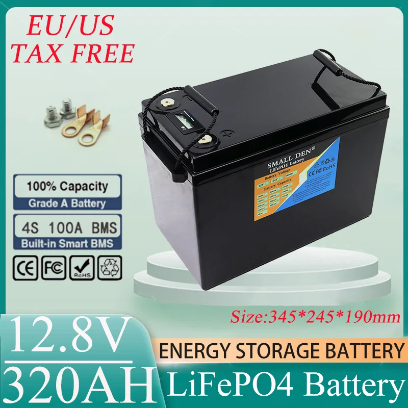 New 12V 60Ah 100Ah 120Ah 200Ah 280Ah 300Ah 320Ah LiFePo4 Battery Pack Lithium Iron Phosphate Batteries Built-in BMS Tax Free