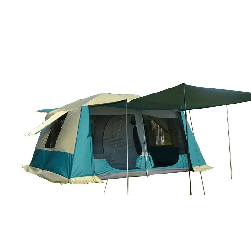 Tente double couche coupe-vent et imperméable, camping familial, extérieur, deux pièces et une salle épaissie