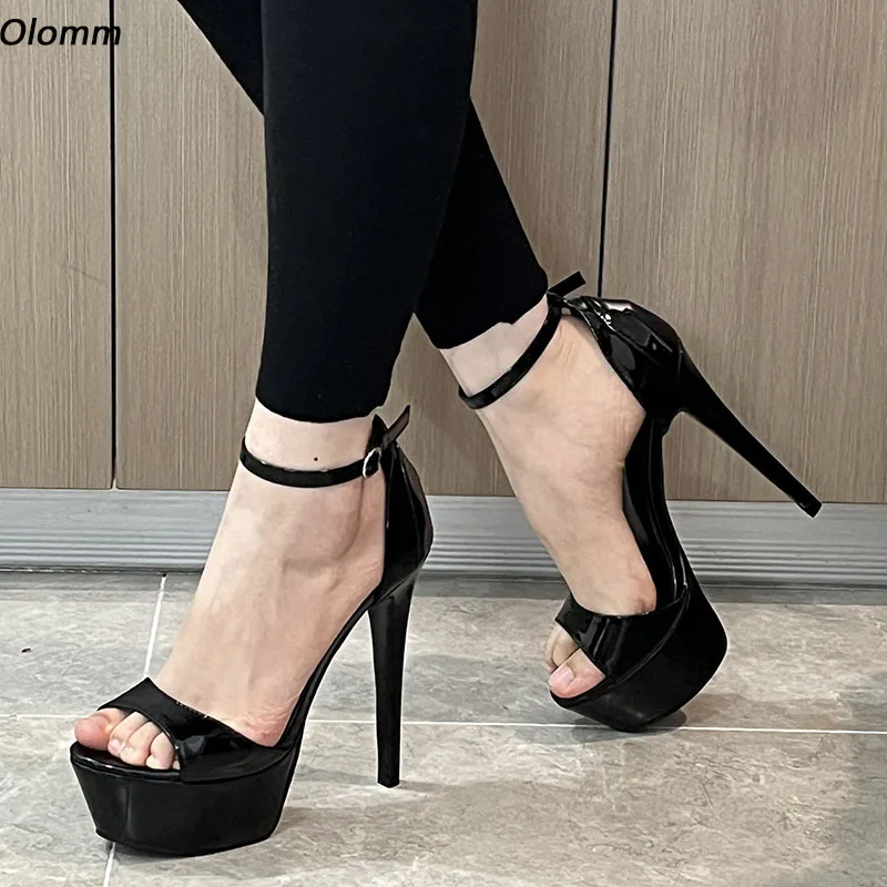 

Olomm New Women Summer Platform Sandals Sexy Stiletto Heels Round Toe Elegant Black Casual Shoes Ladies US Plus Size 5-20