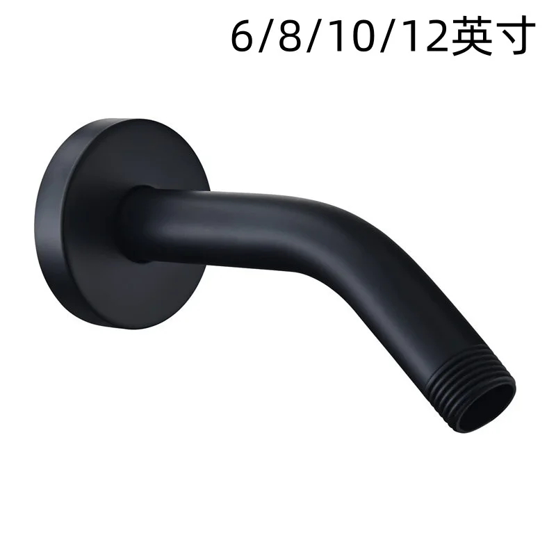 1 set, black stainless steel shower arm 6/8/10/12 in-wall top spray rod with 6CM flange