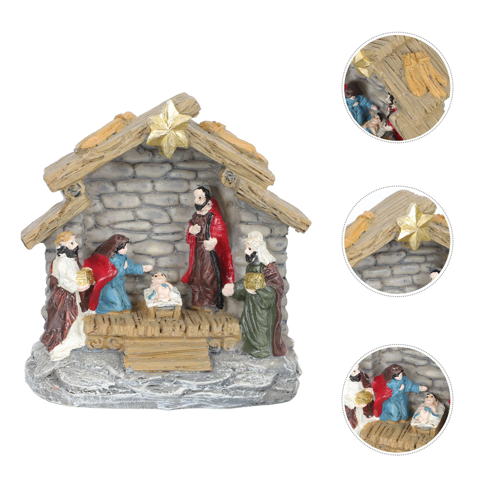 1Set Resin Nativity Scene Craft Statue Vivid Jesus Ornament Indoor Church Home Decoration Religious Gift Lightweight Decor - Image 6