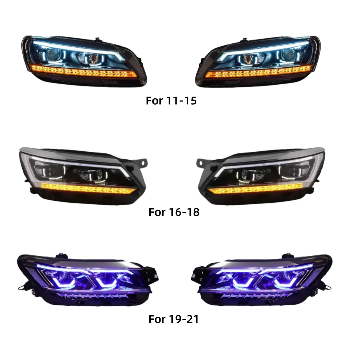 LED Headlights Assembly for Volkswagen vw Passat 2011-2021 modified with Lens Daytime running light Turn signal Car Accessories