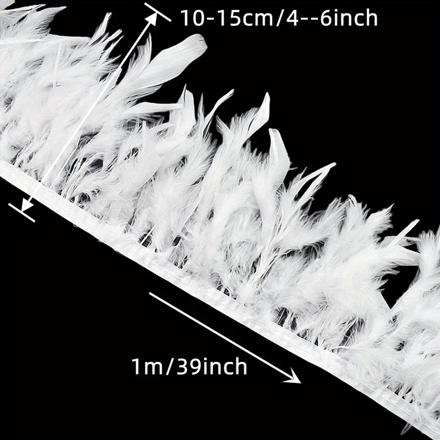 1M/10M Real Turkey Feather Trim 10-15cm Fluffy Fringe Ribbon for Dress Sewing Costume Wedding Party DIY Decor