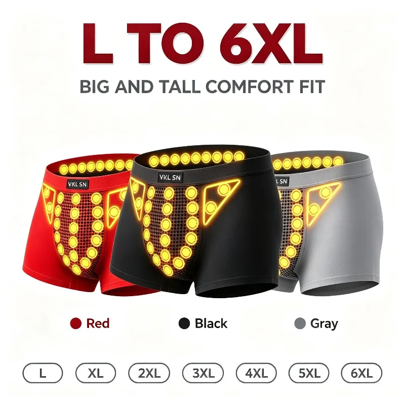 2026 Mens Magnetic Therapy Underwear 22 Health Magnets Boxer Briefs Breathable Comfortable For Blood Circulation L To 6XL