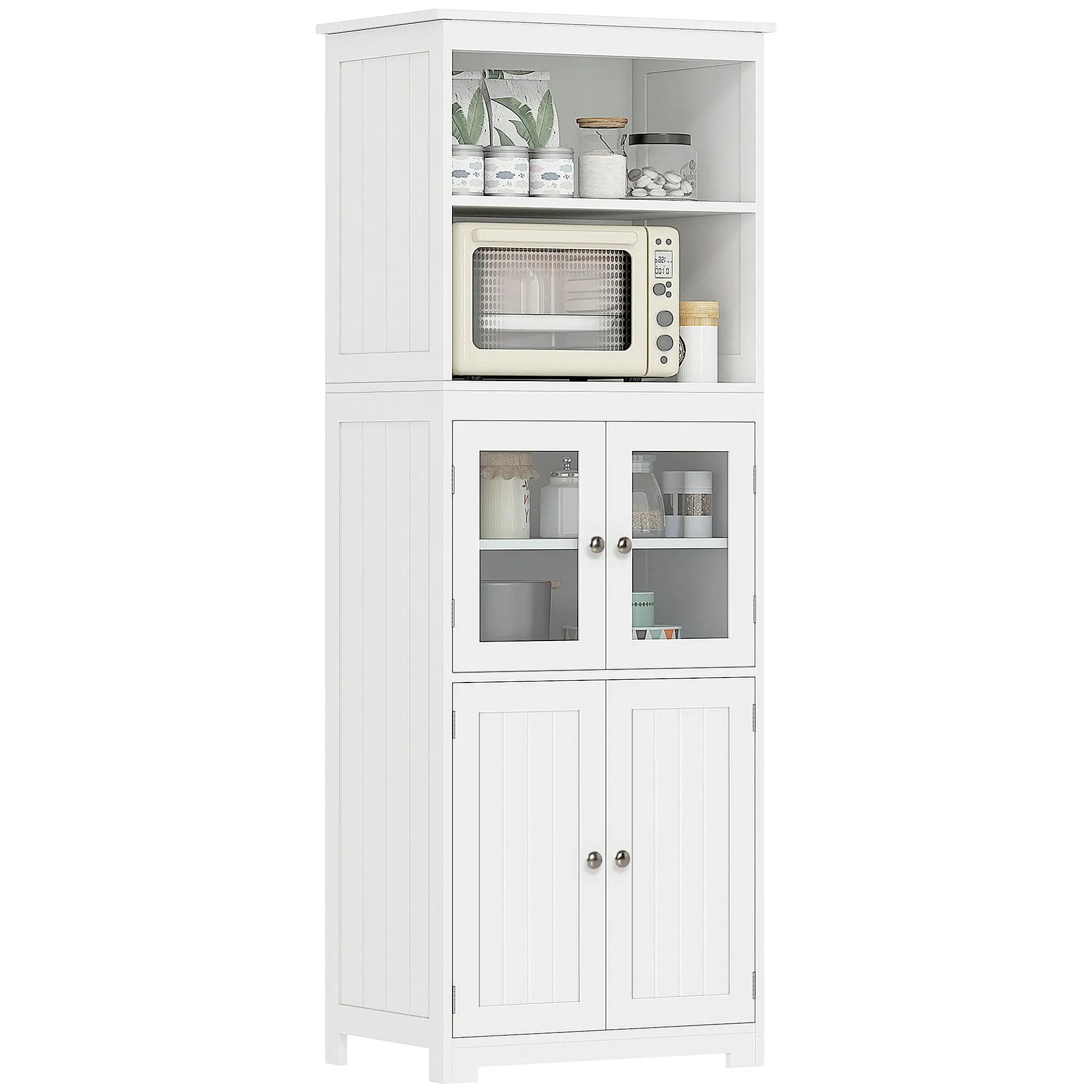 Armoire de cuisine en MDF, 2 étagères, ventilateur manuel, vitrine, support réglable, blanc, 60x30x162cm
