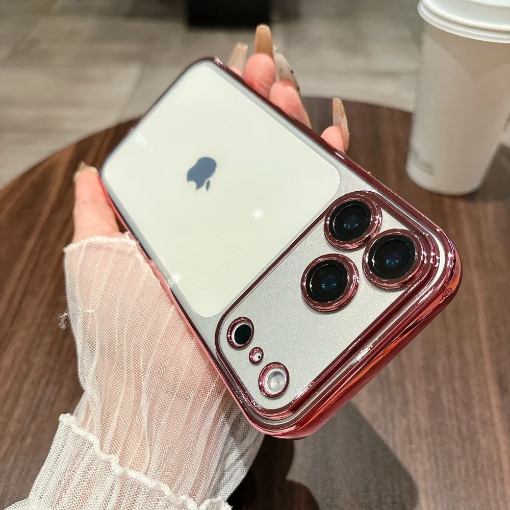 Luxury Plating HD Transparent Armor Bumper Clear TPU Soft Dust Cover for iPhone 17 Pro Max 16 15 14 Plus 13 12 11 Air Xs Max XR