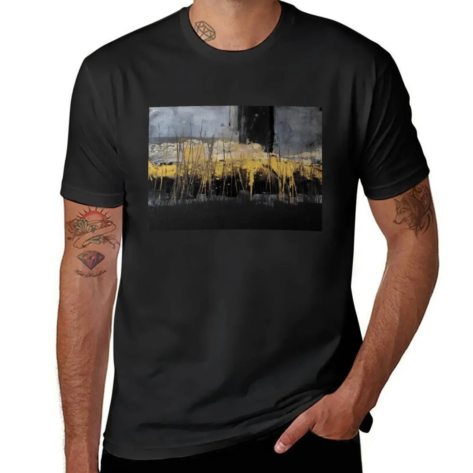 Horizontal black yellow T-Shirt basketball graphic tees customs plain black t shirts men