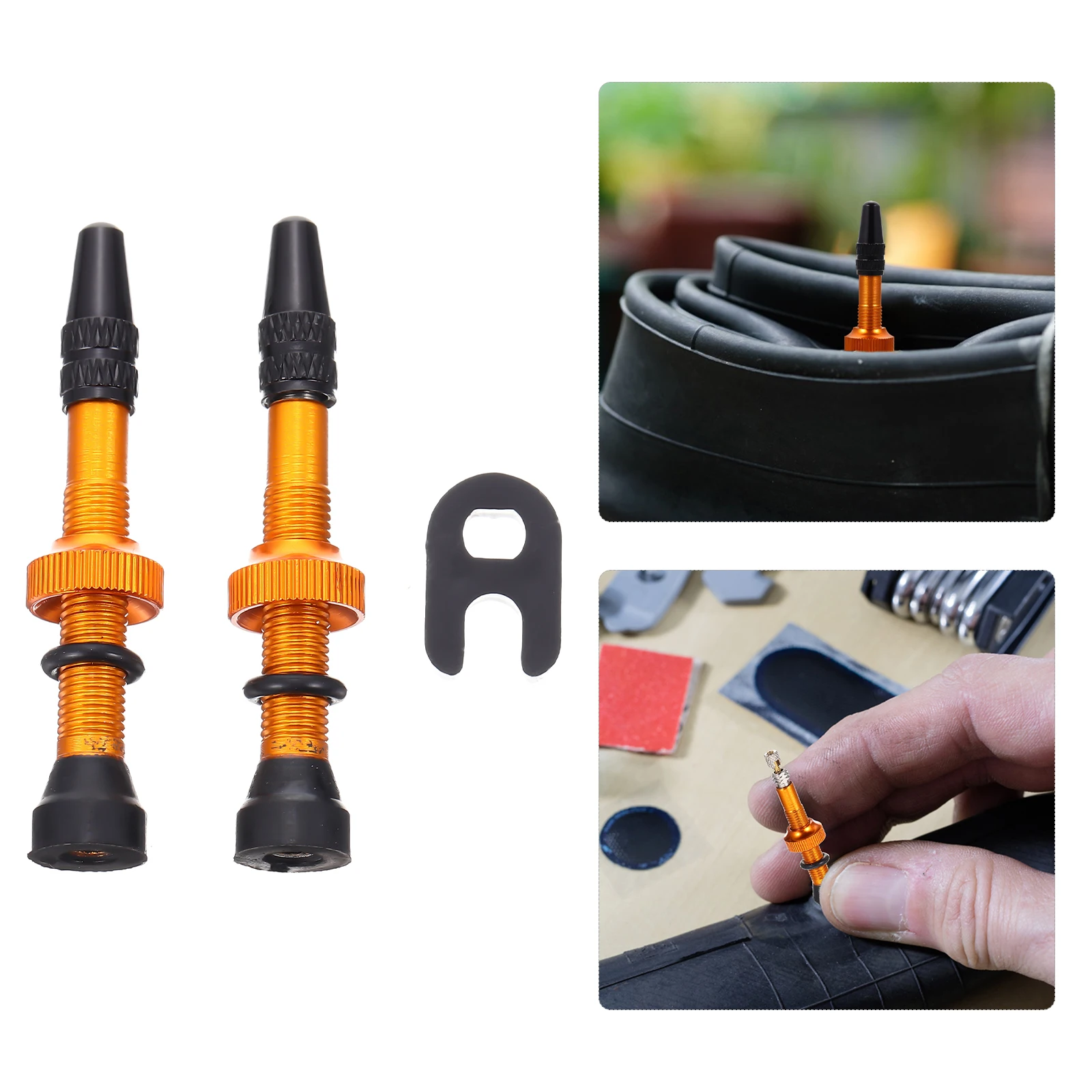 

1 Pair Bike Tire Valves Core Tubeless Valves Stem Corrosion Resistant Leak Proof Easy Install Metal Valve Nozzle For Tubeless