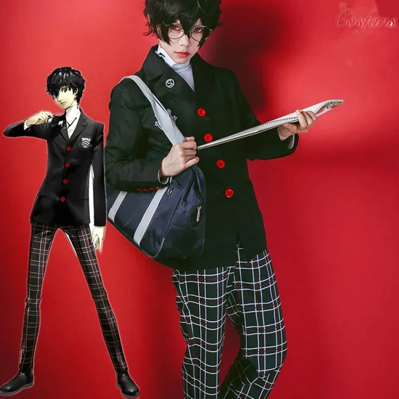 zz04zz12Anime Persona 5 Costume Akira Kurusu / Ren Amamiya School Uniform for Unisex Coat Shirt Pant Cosplay suits