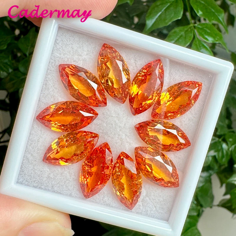 CADERMAY Fanta Color Lab Grown Sapphire With Inclusions Marquise Shape Loose Stone With Certificate For Jewelry Making DIY