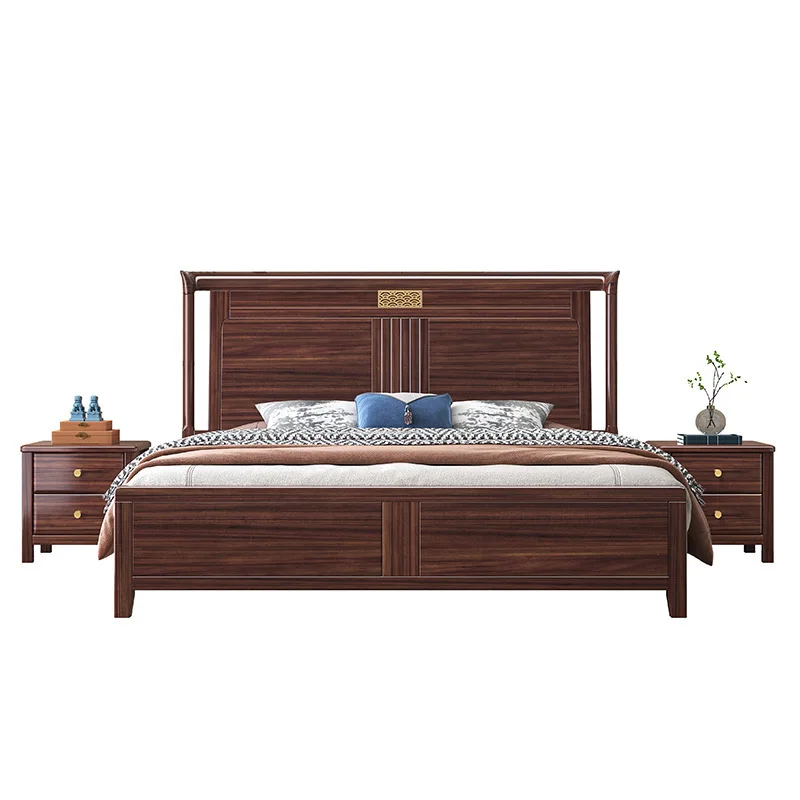 

New Chinese ebony 1.8 meters double, bedroom, high box, storage, Chinese style bed