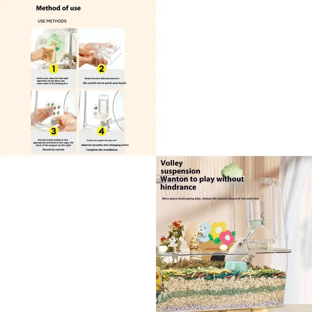 

X4YE Hamster Small Pet Animal Water Bottle Holder Acrylic Bracket With Magnets Water Dispenser Stand For Various Cage Types