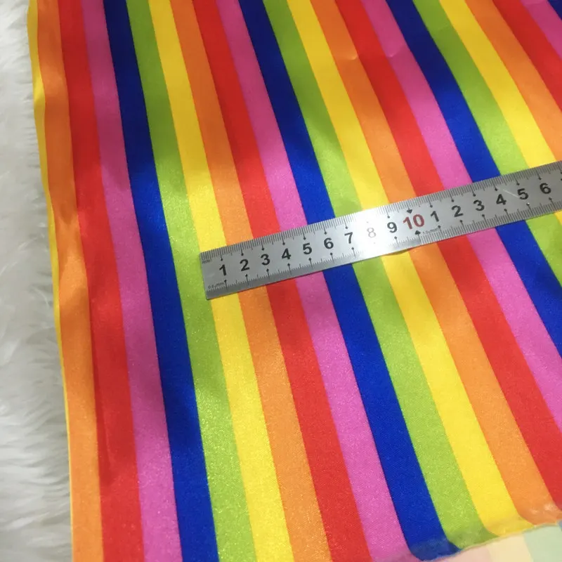 Printed Satin Fabric By The Meter for Clothing Diy Sewing Thin Drape Opaque Black White Red Plaid Star Cloth Textile Summer Soft
