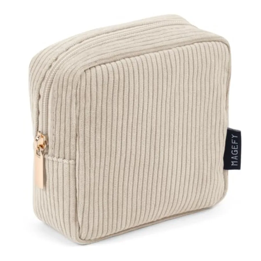 

Small Makeup Bag for Purse Mini Cosmetics Bag Corduroy Cute Cosmetic Pouch for Women with Slip-in Pockets