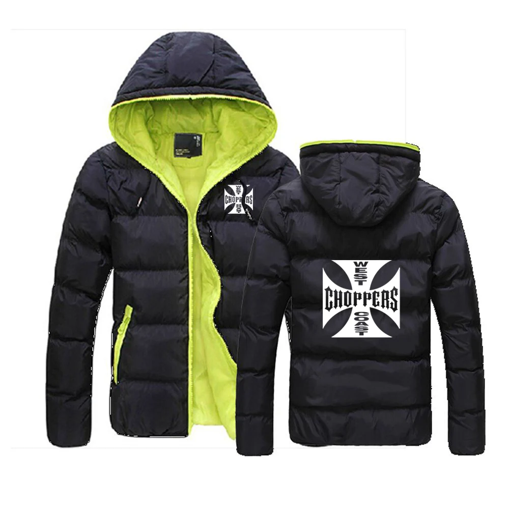 West Coast Choppers 2024 New Men Autumn and Winter Print Six-color Cotton Jacket Casual Comfortable Solid Color Hooded Coat Top