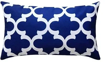 Navy Blue Embellishment Pillowcase Outdoor Home Sofa Bedroom Lumbar Pillowcase Cushion Cover