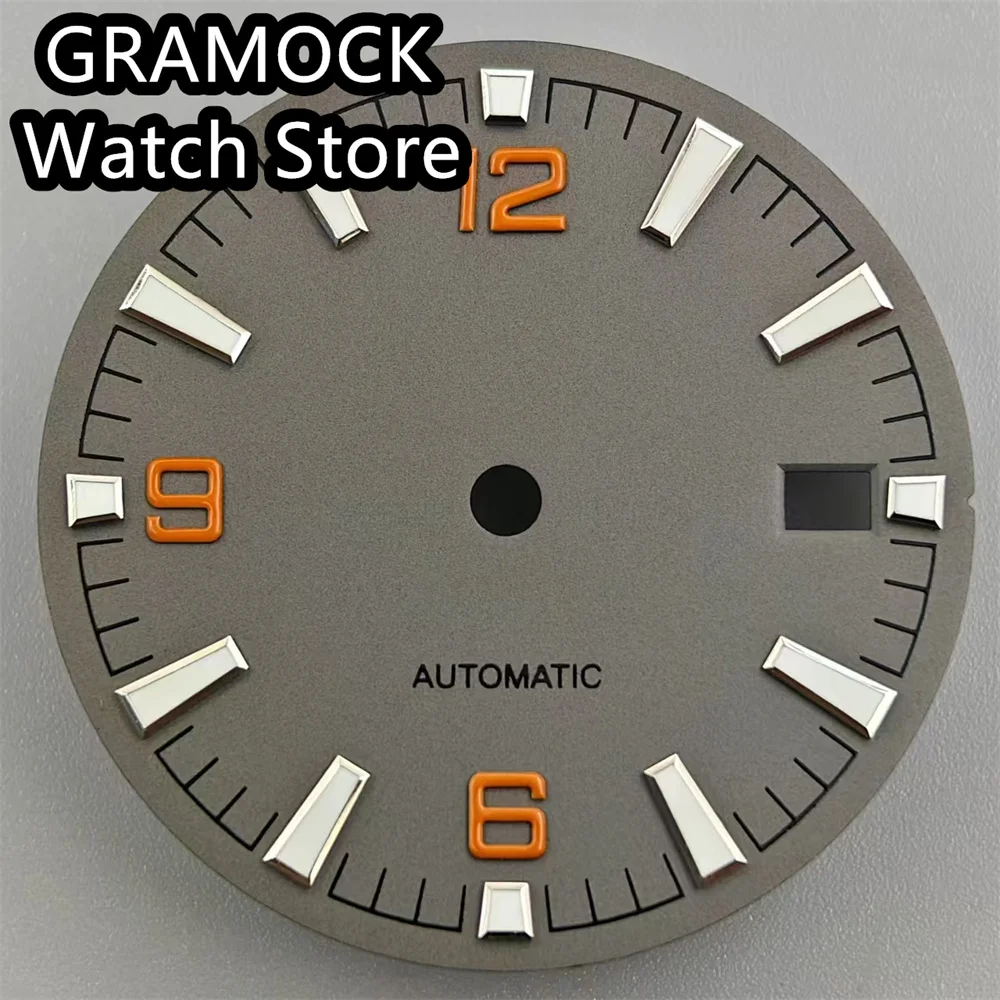 GRAMOCK 31mm Watch Dial Green Luminous Fit NH35 NH36 Movement Watch accessories Replacement accessories