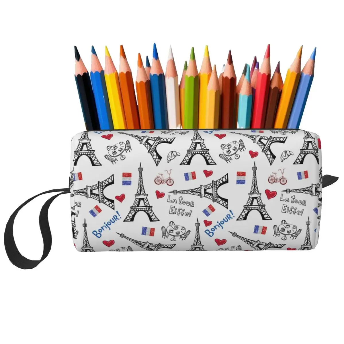 Addicted To Paris France Federmäppchen für Jungen und Mädchen, Stiftbox, Bleistiftbeutel, Schreibwaren, Organizer-Tasche für Damen