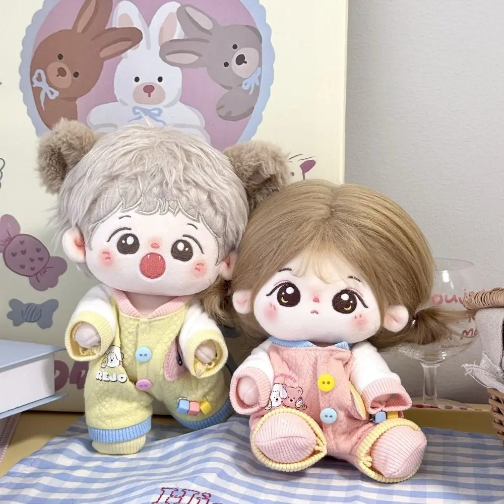 

Футболка с героями мультфильмов, хлопковая кукольная одежда 20 см, фуражка, наряд, хлопковая кукольная одежда, модная белая плюшевая кукольная одежда