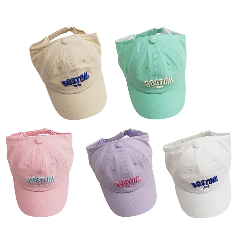 

Infants Ponytail Baseball Caps 2-10 Year Girls Fisherman Hat Hollowed Top Sunhat